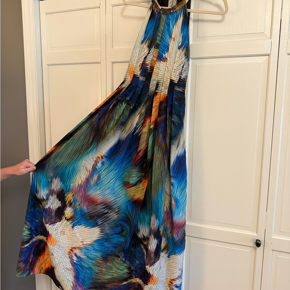Ranna Gill Colorful Beaded Halter Dress